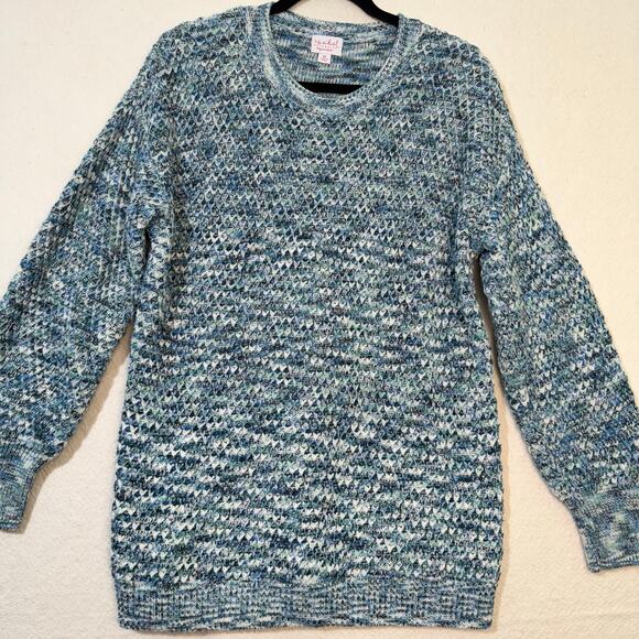 Isabel Maternity by Ingrid & Isabel Blue Space Dye Texture Knit Sweater Medium - Picture 1 of 6